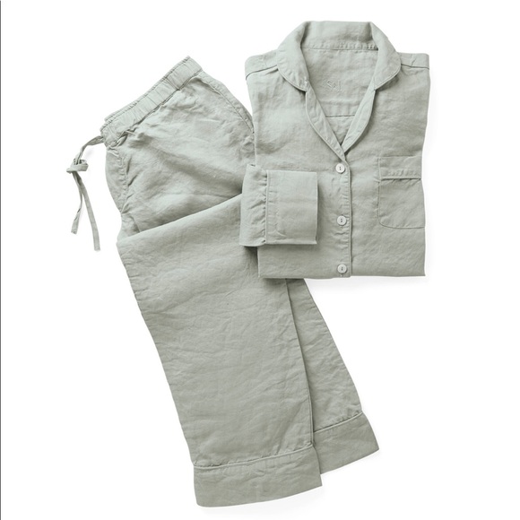 Serena & Lily Positano Linen Pajama, Eucalyptus, L - Picture 1 of 5